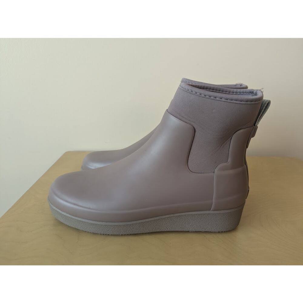 HUNTER Refined Creeper Neo Chelsea Boots Welli Pink Rubber Ankle Boots Womens 10